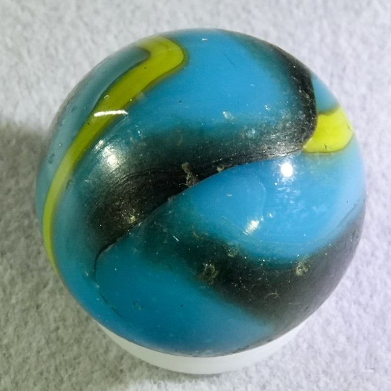 PELTIER GLASS COMPANY, National Line Rainbo. Blue Galaxy. 19/32". Near Mint(-) (8.1). (1 of 6)