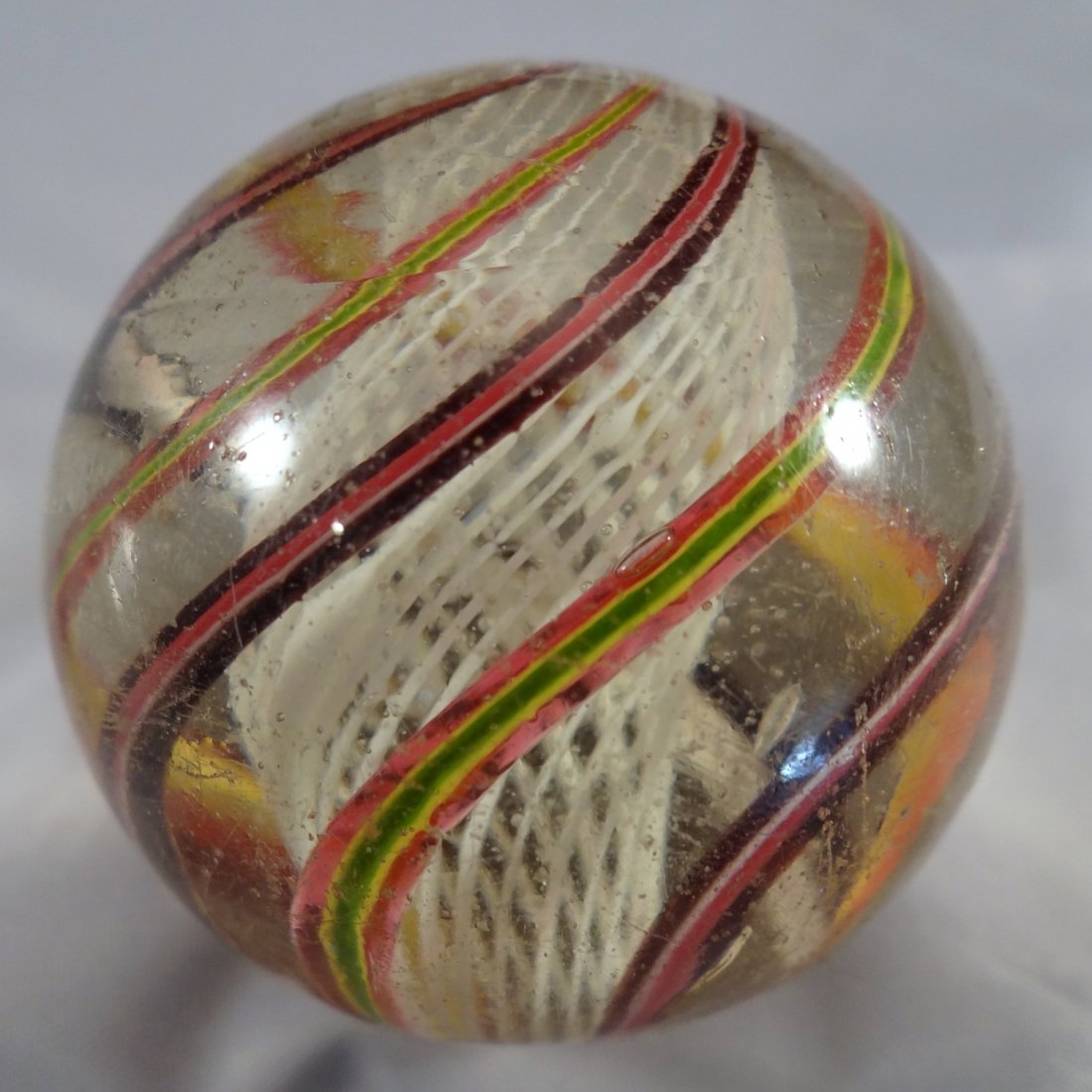 . Swirl. Latticinio Core. 1-11/16". NM+ 8.9 (1 of 4)