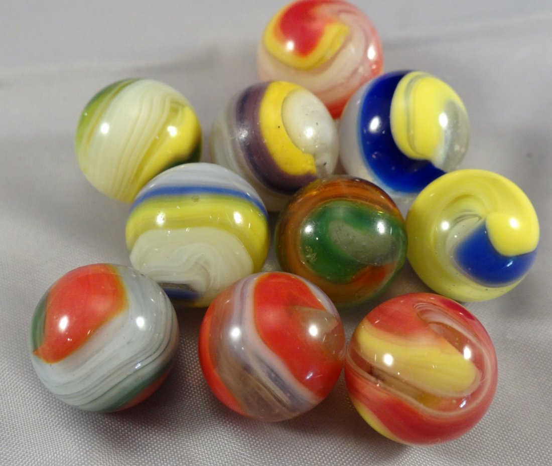 . Ten Akro Agate Popeye Corkscrews. (1 of 1)