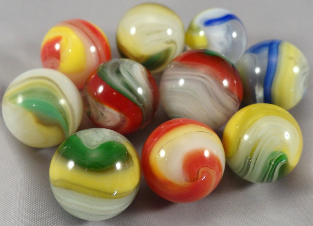 . Ten Akro Agate Popeye Corkscrews. (1 of 1)