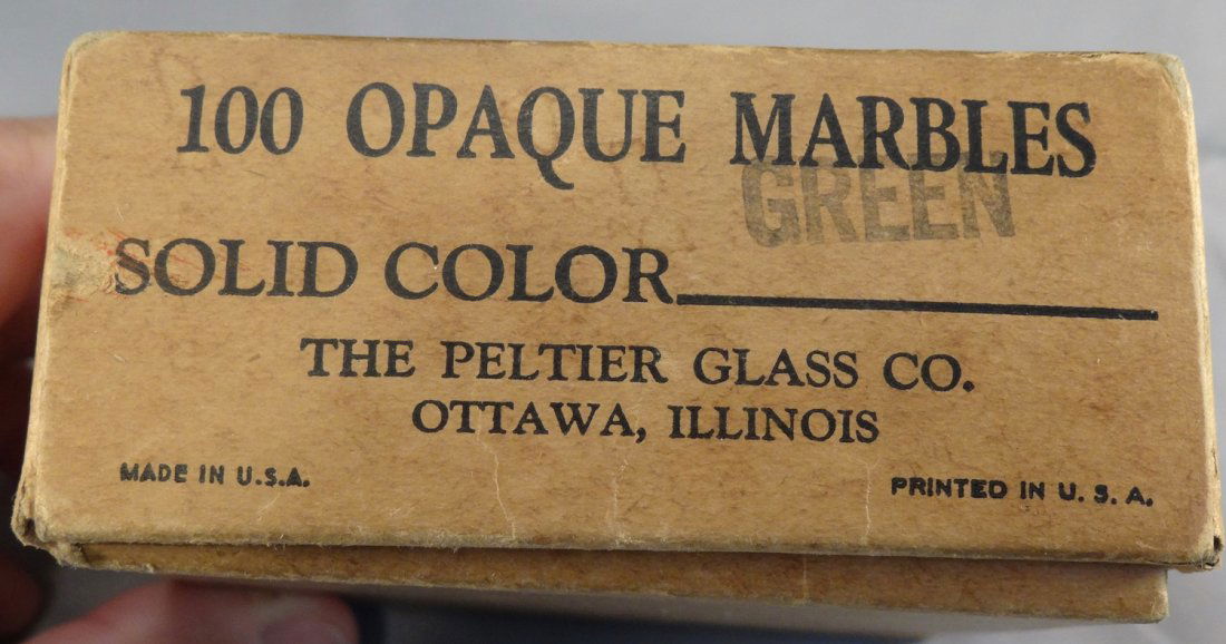 . Peltier Glass Company. 100 Opaque Marbles cube (1 of 3)