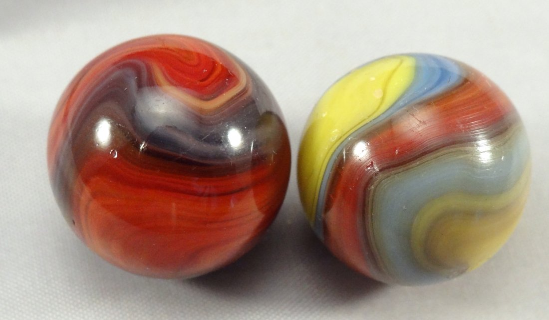 . Two Akro Agate Company Shooter Corkscrews. (1 of 1)