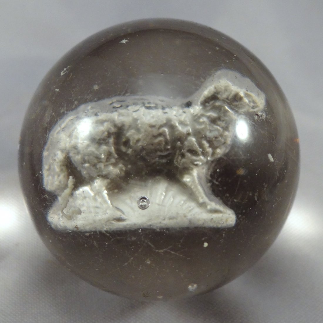 . Sulphide. Sheep. 1-5/16". M 9.3: SULPHIDE. Figure is a sheep. Above average detail. Well centered. No air bubbles. A couple of tiny pinpricks. Germany, circa 1860-1920. 1-5/16". Mint (9.3).
