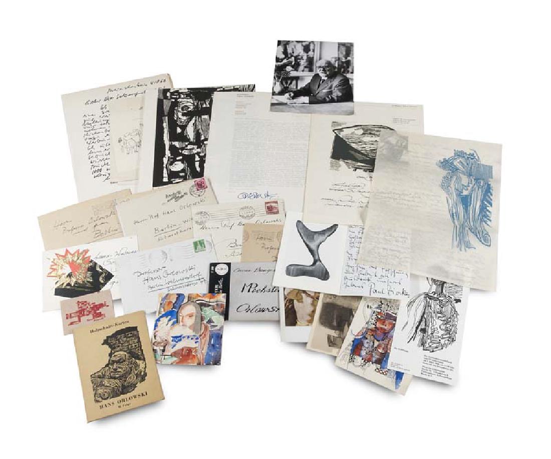 Sammlung von über 52 Briefen und Postkarten von versch.: Orlowski, Hans - Sammlung Schwarzenberger Sammlung von über 52 Briefen und Postkarten von versch. Künstlern sowie Ausstellungskatalogen, Photographien u.a. aus den Nachlässen von Hans Orlowski und