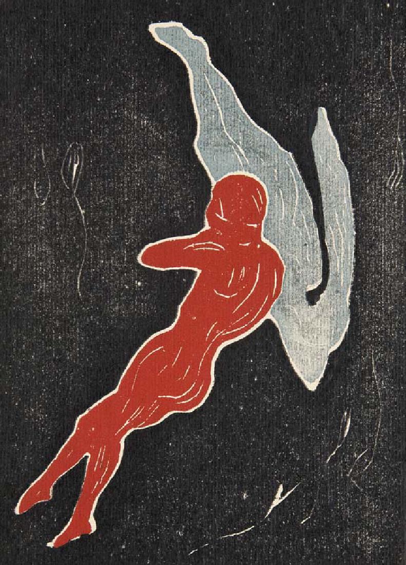 Linde, Max Edvard Munch. Neue Ausgabe. Mit: Linde, Max Munch, Edvard Edvard Munch. Neue Ausgabe. Mit Original-Farbholzschnitt und 12 teils farbigen und ganzseitigen Abbildungen im Text und auf Tafeln Berlin, Gottheiner 1905. 4°. 14 S., 4 Bl. O