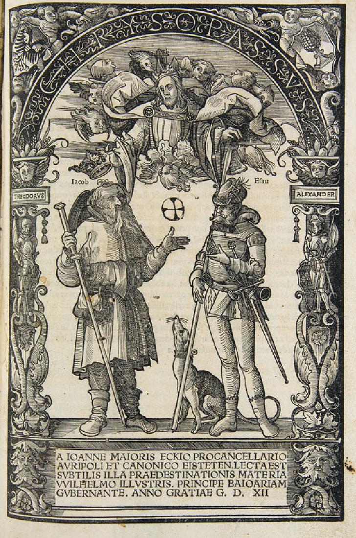 Eck, Johannes Chrysopassus. Mit blattgroßem: Eck, Johannes Chrysopassus. Mit blattgroßem Titelholzschnitt von Daniel Hopfer, zahlreichen Holzschnittinitialen und kolor. Druckermarke am Schluß. Augsburg, Johann Miller, 1514. 156 (von 15