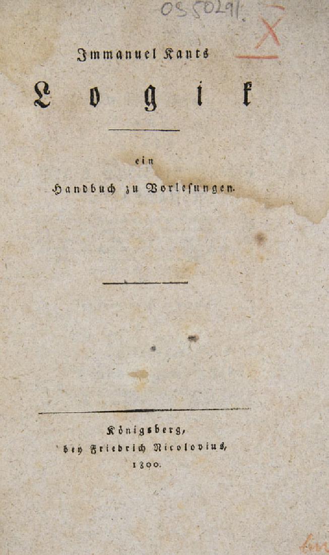 Kant, Immanuel Logik. Ein Handbuch zu Vorlesungen. Hg. (1 of 1)