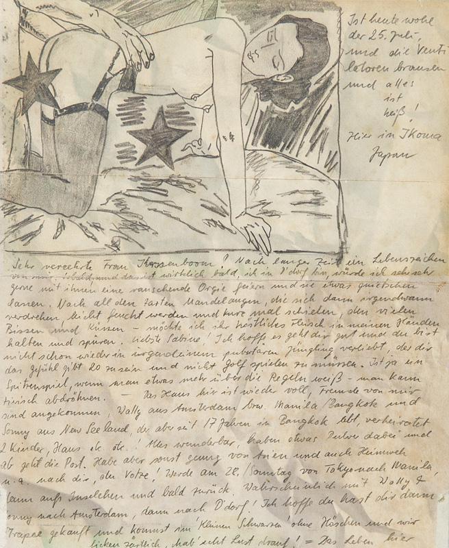 Duchow, Achim Autograph mit erotischer Zeichnung. (1 of 1)