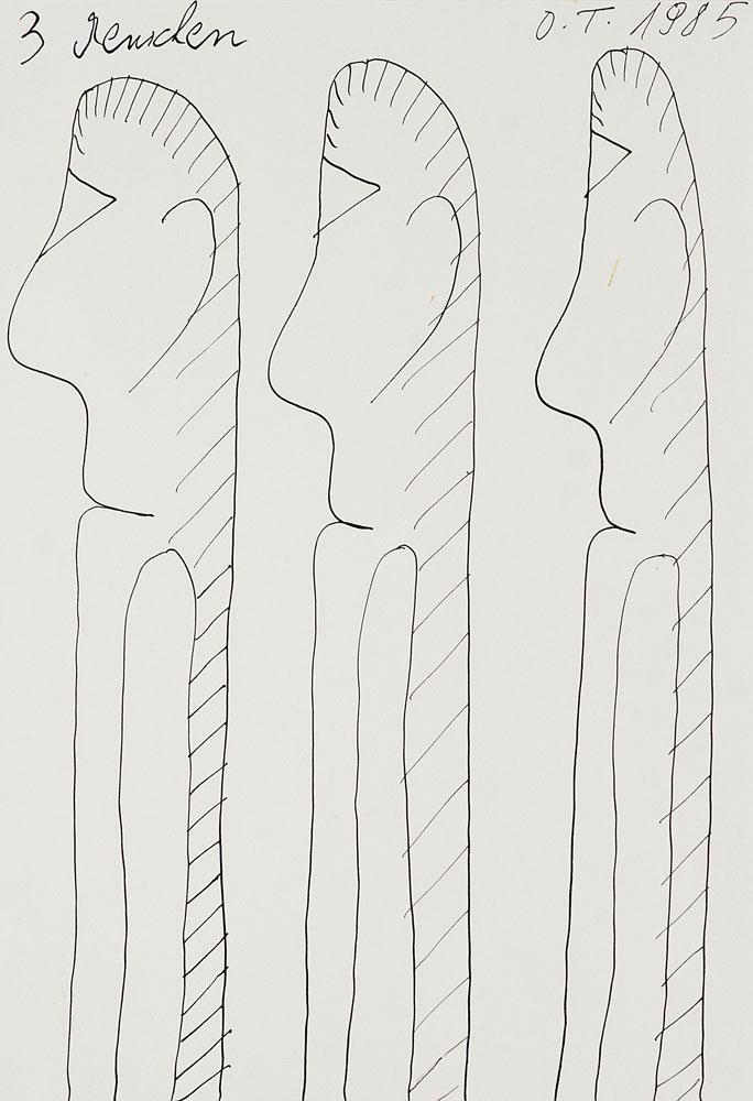 Tschirtner, Oswald 3 Menschen. 1985. Tusche auf glattem (1 of 1)