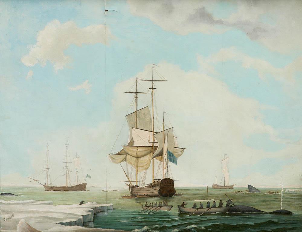 Isländischer Dreimaster im Eismeer ankernd. 19. Jhd. Öl (1 of 1)