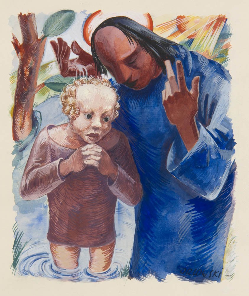 Orlowski, Hans Amiran - eine georgische Sage. Mit: Expressionismus - Orlowski, HansOrlowski, HansAmiran - eine georgische Sage. Mit Titel, Initialen und 3 ganzseitgen Originalaquarellen, gezeichneten Titel und Intiale von Hans Orlowski. Berlin, Weihna