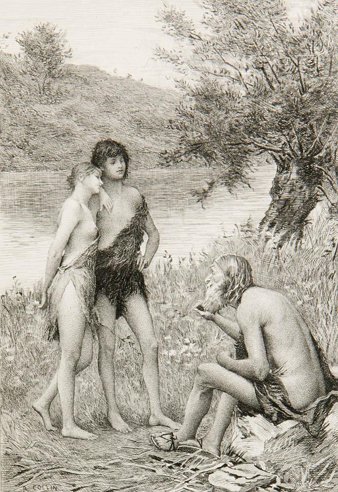 Longus Daphnis et Chloe. Compositions de Raphael Collin: LongusDaphnis et Chloe. Compositions de Raphael Collin gravees a l'eauforte par Champollion. Preface de Jules Claretie. Mit 41 gestochenen Tafeln, Textillustrationen und Vignetten. Handgebundener Brau