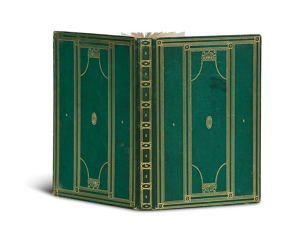 Schnitzler, Arthur Die Hirtenflöte. Mit 9 ORadierungen: Schmutzer, FerdinandSchnitzler, ArthurDie Hirtenflöte. Mit 9 ORadierungen von Ferdinand Schmutzer. Wien, Deutsch-Österreichischer Vlg., 1912. 103 S., 2 Bl. Kl.-8°. Grünes OMaroquin mit Kopfgoldsch