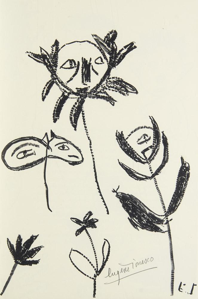 Ionesco, Eugène Le Blanc et le Noir. Mit 15 sign.: Ionesco, Eugène Le Blanc et le Noir. Mit 15 sign. Lithographien. St. Gallen, Editions Erker, 1981. 72 S., 1 Bl. 4°. OLwd. in Karton-Schuber. Eins von 150 (GA 200) num. Exemplaren. Alle Litho