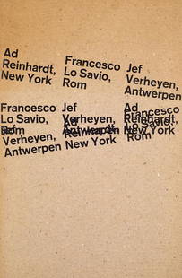 Ad Reinhardt, New York. Francesco Lo Savio, Rom. Jef: Abstrakter Expressionismus Ad Reinhardt, New York. Francesco Lo Savio, Rom. Jef Verheyen, Antwerpen. Ausstellungskatalog Mit 24 Abbildungen. Städtisches Museum Leverkusen, Schloß Morsbroich