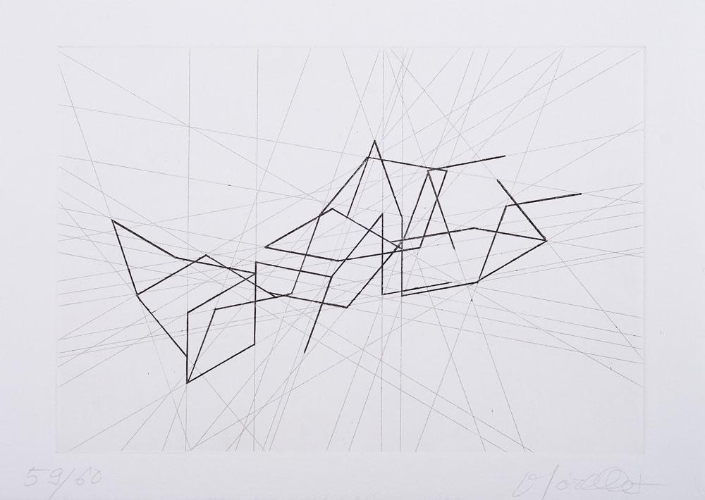 Konstruktionen mit der Zahl pi. Mit 4 signierten: Sammlung Künstlerbücher - Pressendrucke - Morellet, Francois Konstruktionen mit der Zahl pi. Mit 4 signierten Radierungen von Francois Morellet. OPpbd. und Suite. Mainz, Chorus 2001. 4°