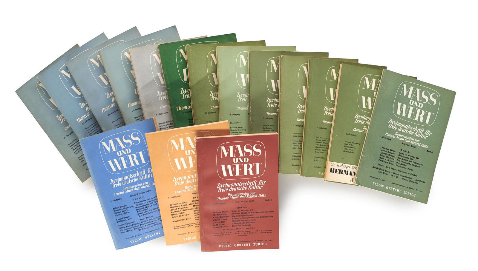 Mass und Wert. Zweimonatsschrift für freie: Mann, Thomas Mass und Wert. Zweimonatsschrift für freie deutsche Kultur. Herausgegeben von Thomas Mann und Konrad Falke. 16 Bde.: Jg. I, Heft 1-6, Jg. II, Heft 1-6, Jg. III, Heft 1 u. 3-5/6 (insg