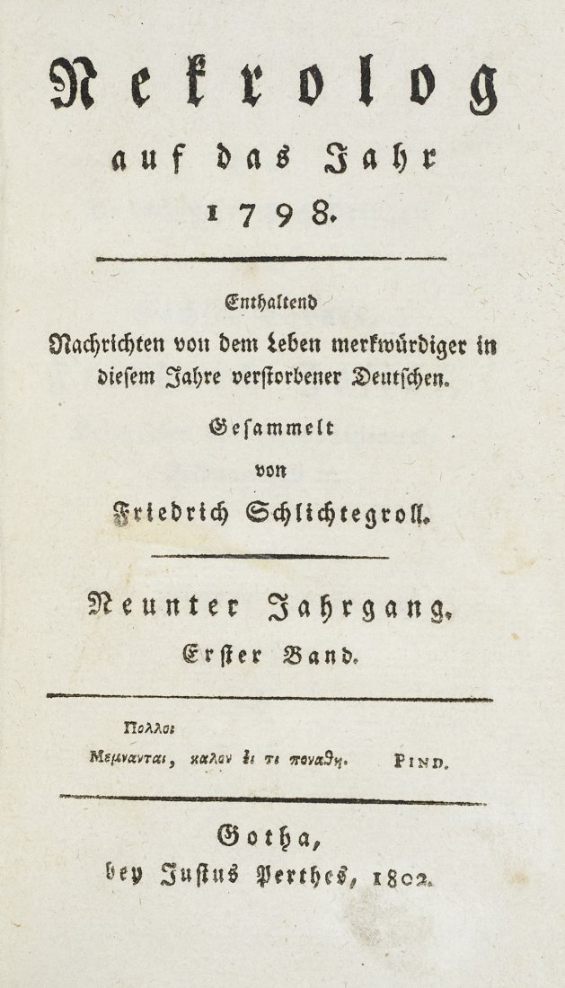 Friedrich Schlichtegroll Joh. Reinhold Forster, der Barnebys