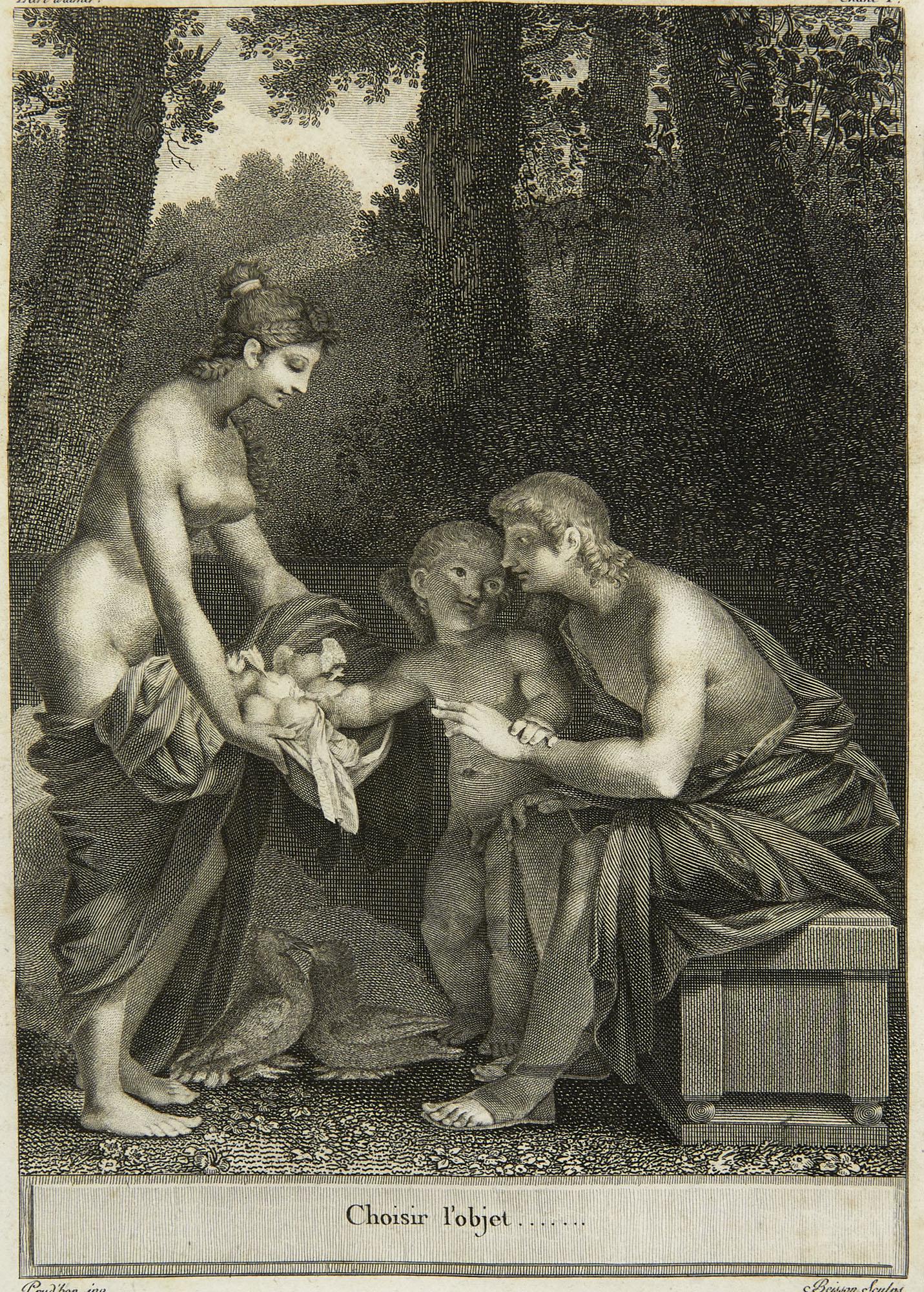 Pierre-Joseph Bernard Pierre Prud'hon - Oeuvres,: Bernard, Pierre-Joseph Pierre Prud'hon - Oeuvres, ornées de gravures d'après les desseins de Prud'hon. Mit 4 Kupfertafeln. Paris, P. Didot l'aîné, 1797. 2 Bl., XI, 198 S. 4°.
