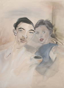 Hellermann, Sophie von Tim und Kate. 2001. Acryl auf: Hellermann, Sophie von Tim und Kate. 2001. Acryl auf Leinwand. 182 x 132 cm. Verso signiert, datiert und betitelt. Im typisch großen Bildformat hält Sophie von Hellermann in der Arbeit "Tim