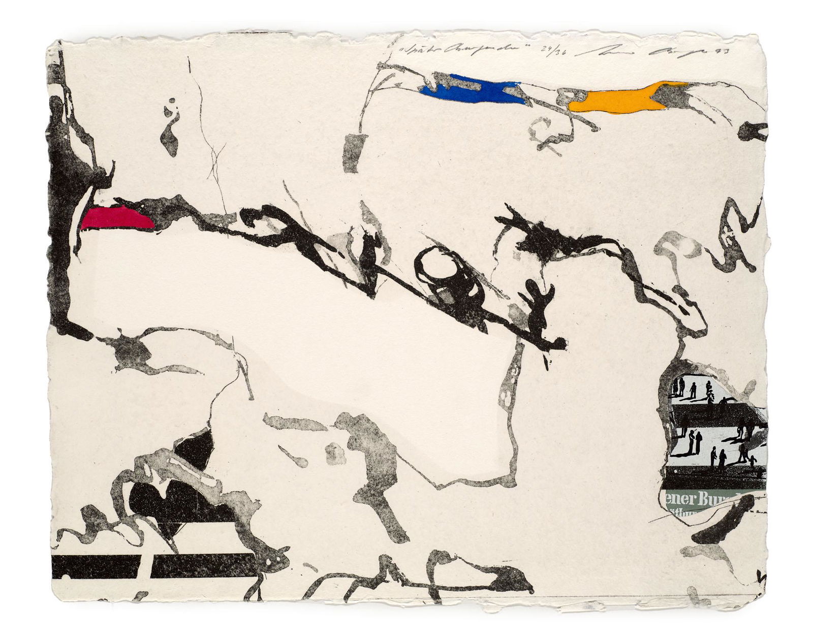 Jägersberg, Otto 93. Februar. Mit 10 Radierungen von Werner Berges. Freiburg, Herbst 1993.: Berges, WernerJägersberg, Otto93. Februar. Mit 10 Radierungen von Werner Berges. Freiburg, Herbst 1993. Quer.-Folio. Lose Lagen in Original Lwd.-Kassette.Eins von 36 Exemplaren (GA 51 Ex.) - Gedr