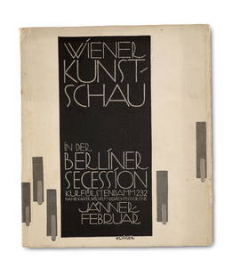 Katalog der Wiener Kunstschau in der Berliner Secession. Mit 22 Tafeln. Berlin, Secessionshaus,: Jugendstil Katalog der Wiener Kunstschau in der Berliner Secession. Mit 22 Tafeln. Berlin, Secessionshaus, 1916. Kl.-8°. Von Julius Klinger gestaltete OKt. (leicht bestoßen, etw. angestaubt