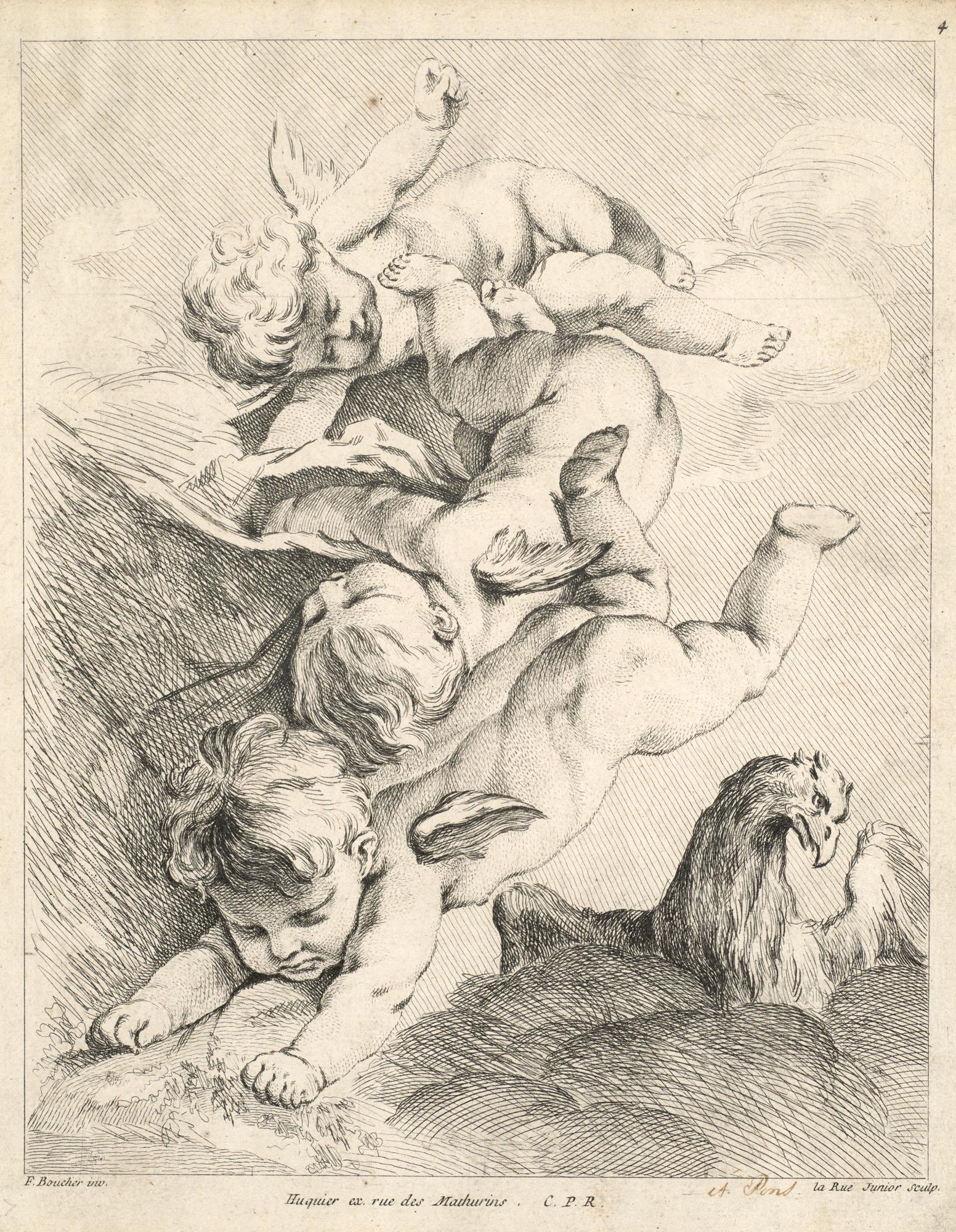 Boucher (nach), Francois Drei Putti mit Adler. Gestochen von Louis Félix de La Rue. Paris, (1 of 1)