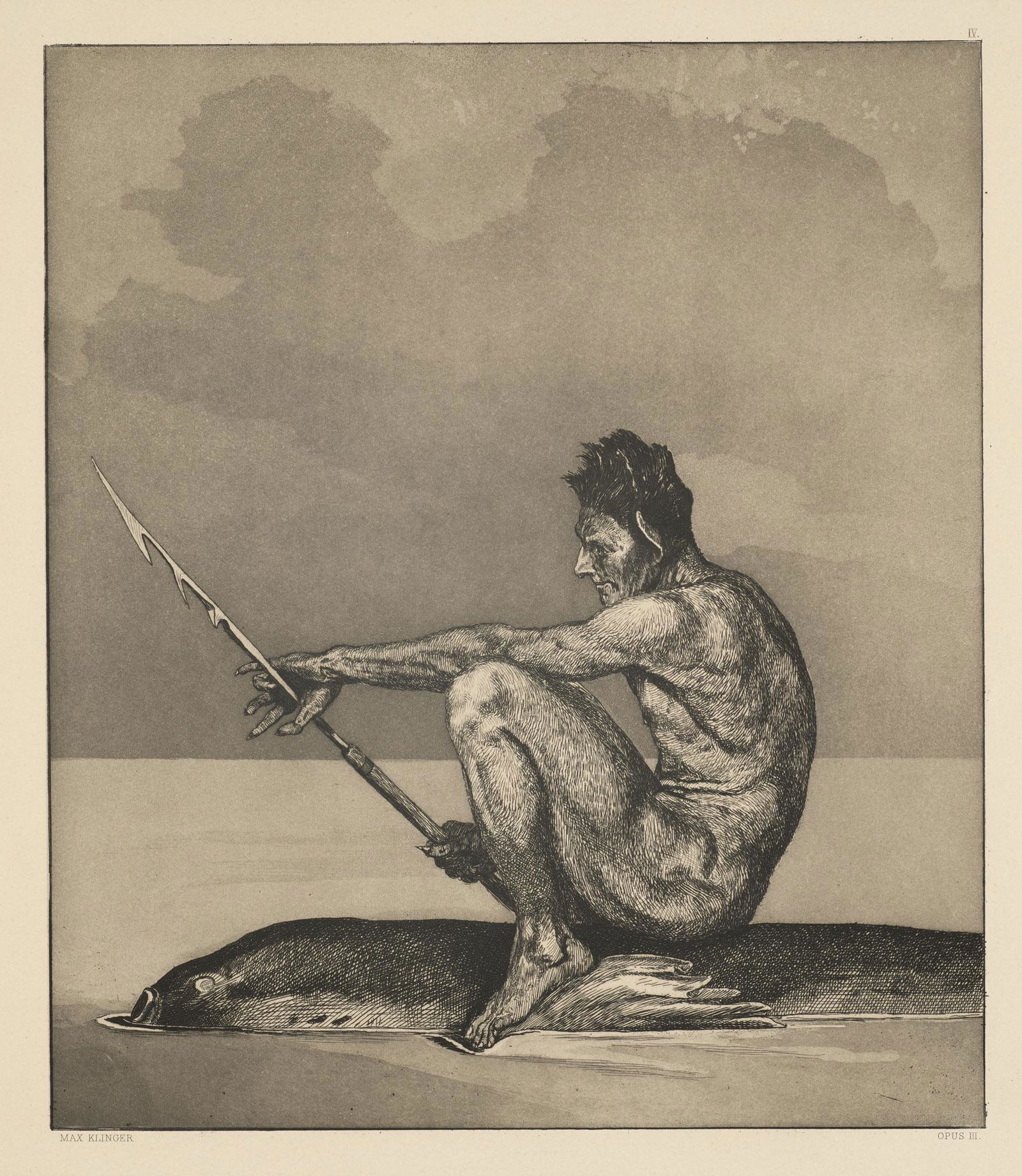 Klinger, Max Eva und die Zukunft. Rad. Werk III. Sechste Ausgabe. Mit sechs Original-Radierungen von: Klinger, Max Eva und die Zukunft. Rad. Werk III. Sechste Ausgabe. Mit sechs Original-Radierungen von Max Klinger. Berlin, Selbstverlag, 1898. Imp.-Folio. Blattmaße 60 x 44 cm. Titelbl. u. Tafeln