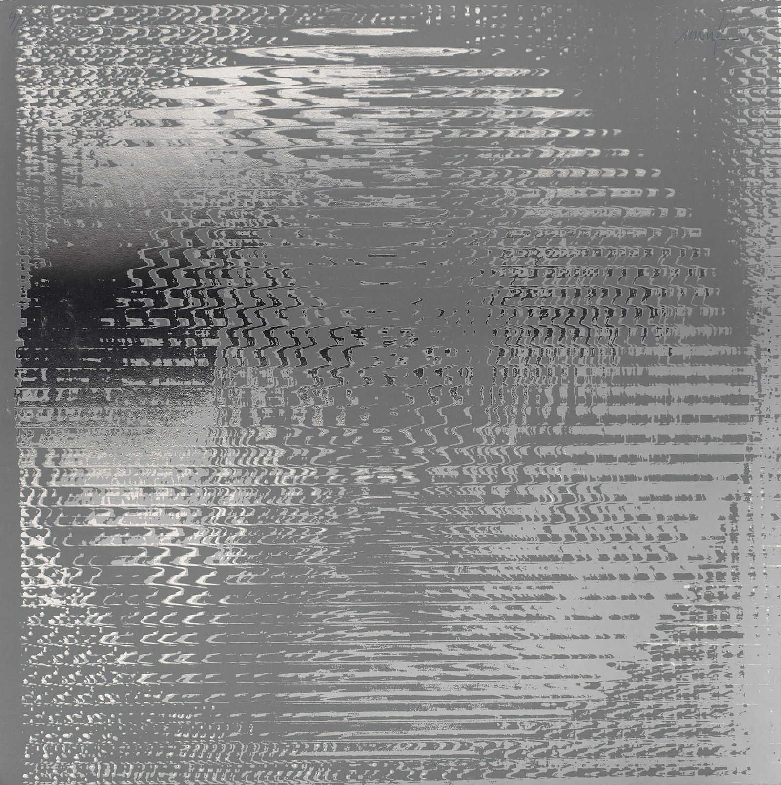 Heinz Mack 1 Serigraphie aus: Kombinationsspiel. 1970. Serigraphie auf mit Aluminiumfolie: Mack, Heinz 1 Serigraphie aus: Kombinationsspiel. 1970. Serigraphie auf mit Aluminiumfolie beschichteten leichtem Velinkarton. 35 x 35 cm. Monogrammiert und nummeriert. Punktuell auf Unterlage montier