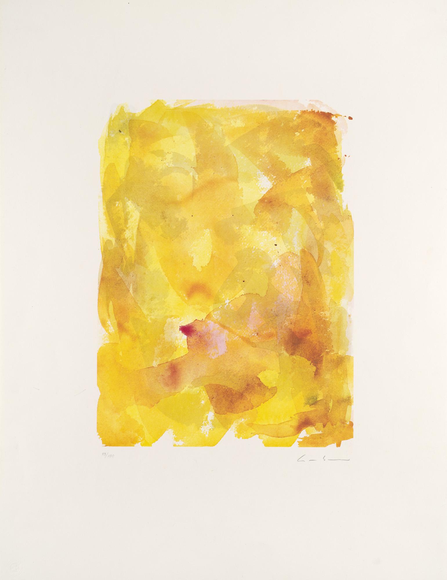 Gotthard Graubner o.T. (Kinderstern). 1989. Farblichtdruck auf chamoisfarbenem Bütten. 45 x 33: Graubner, Gotthard o.T. (Kinderstern). 1989. Farblichtdruck auf chamoisfarbenem Bütten. 45 x 33 cm (76 x 58 cm). Signiert und nummeriert. - Vereinzelt minimale Griff- und Fingerspuren. Der Druck