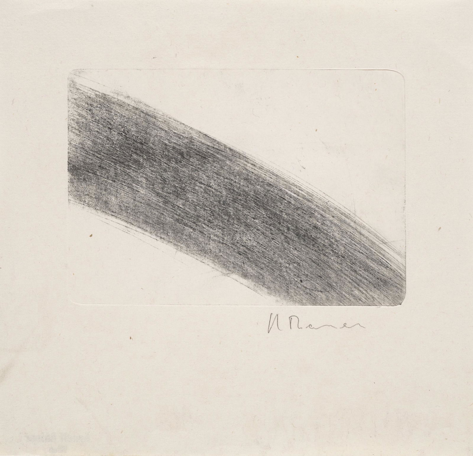 Arnulf Rainer o.T. Lithographie auf chamoisfarbenem Ullersdorf Bütten (mit dem Wasserzeichen).: Wiener Aktionismus Rainer, Arnulf o.T. Lithographie auf chamoisfarbenem Ullersdorf Bütten (mit dem Wasserzeichen). 10 x 14,5 cm (20 x 21 cm). Signiert, verso zusätzlich mit dem Stempel "Arnu