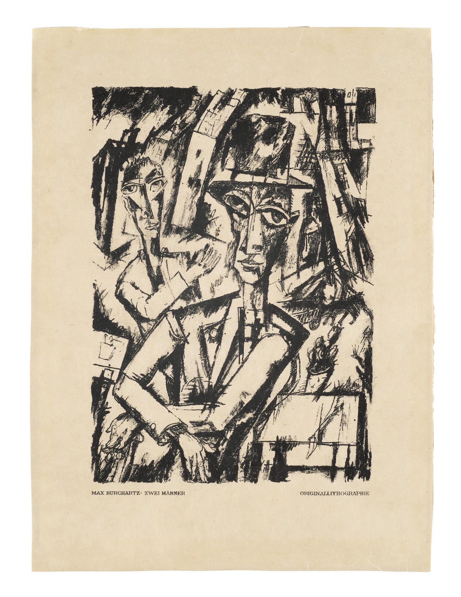 Max Burchartz Zwei Männer. 1919. Lithographie auf chamoisfarbenem Vélin. 20 x 14 cm (27,3 (1 of 1)