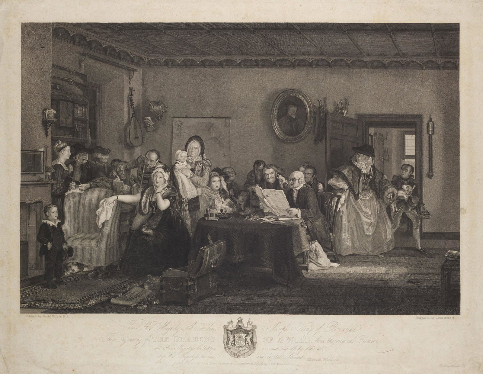 Burnet, John The reading of a will.  1825. Kupferstich auf Velin. 39,7 x 60 cm (56 x 70,7 cm). Mit (1 of 1)