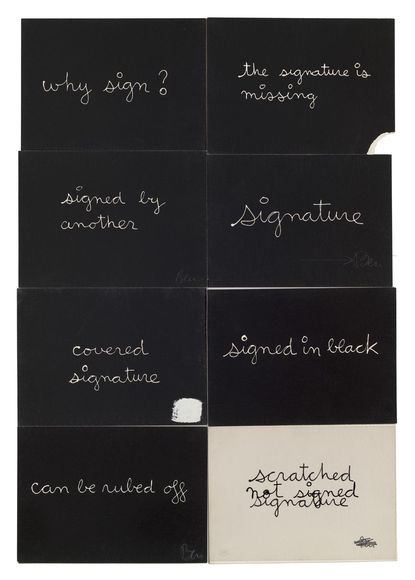Ben Vautier Art is a question of signature. Portfolio von 9 Arbeiten. 1977. Je Serigraphie (tls. mit (1 of 2)