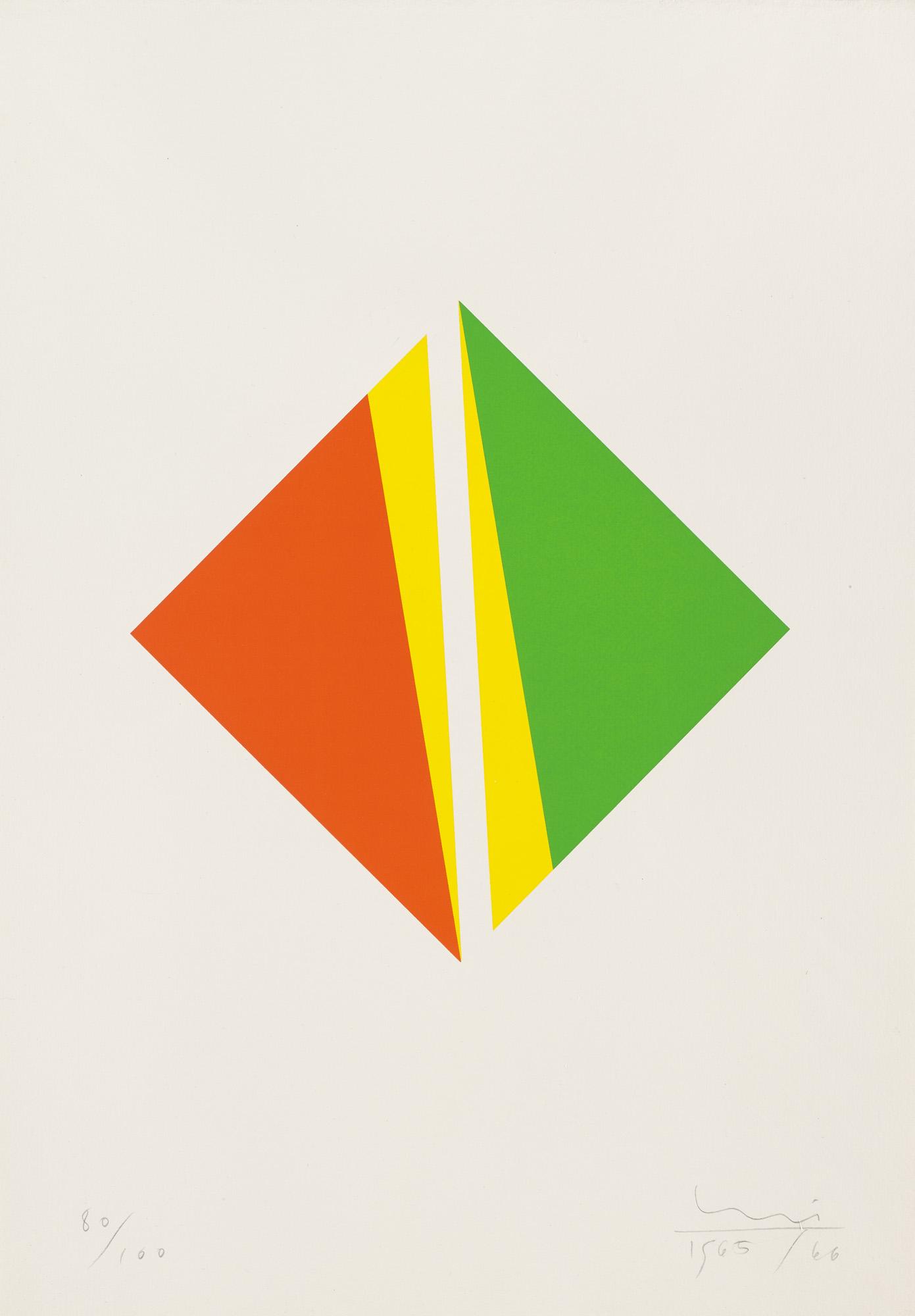 Max Bill o.T. 1965/66. Farbserigraphie auf Velin. 28 x 28 cm (56,5 x 39,5 cm). Signiert, datiert und (1 of 1)
