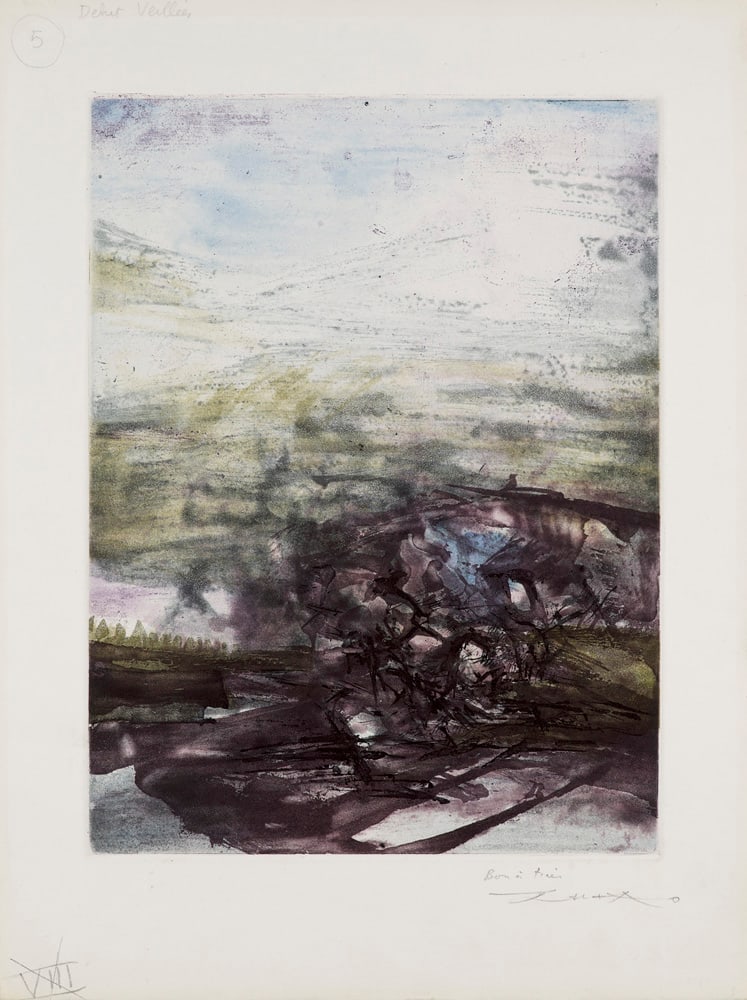 Wou-Ki, Zao 1 Farbaquatinta aus: Illuminations d'Arthur Rimbaud. 1967. Auf BFK Rives Velin (mit WZ). (1 of 1)