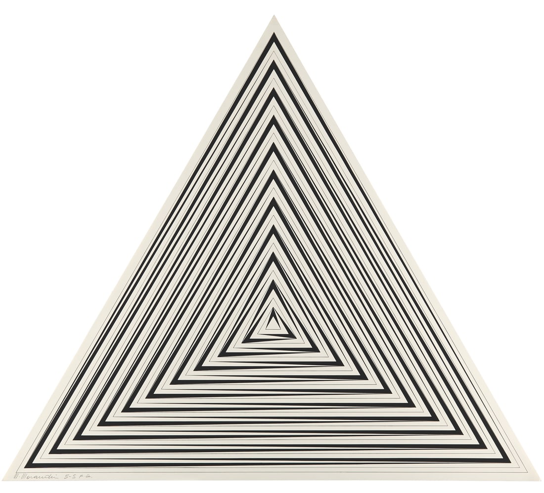 Marcello Morandini o.T. (1971). Serigraphie auf Velin. 67 x 78 cm (70,5 x 81,5 cm). Signiert,: Geometrische AbstraktionMorandini, Marcelloo.T. (1971). Serigraphie auf Velin. 67 x 78 cm (70,5 x 81,5 cm). Signiert, bezeichnet "p.a." sowie nummeriert. - Die Ecken etw. bestoßen, punktuell mit