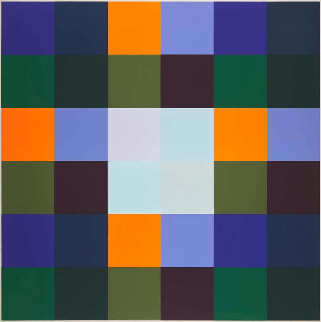 Richard Paul Lohse Vier und fünf Farbgruppen mit hellem Zentrum. 1971. Farbserigraphie auf: Konkrete Kunst Lohse, Richard PaulVier und fünf Farbgruppen mit hellem Zentrum. 1971. Farbserigraphie auf festem Vélin. 69 x 69 cm (70 x 70 cm). Verso in Bleistift signiert und nummeriert. -