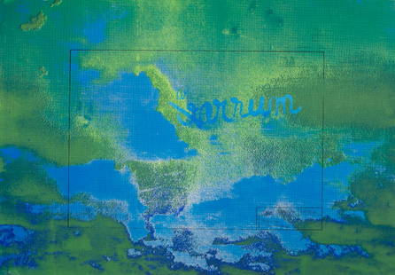Robert Filliou Project for Sky-Writing Plate No.4. Farbserigraphie auf leichtem Karton. 62 x 89,5: FluxusFilliou, RobertProject for Sky-Writing Plate No.4. Farbserigraphie auf leichtem Karton. 62 x 89,5 cm. Signiert, datiert und betitelt sowie bezeichnet "A.P.". Unter Glas gerahmt. - Im Blattrand m