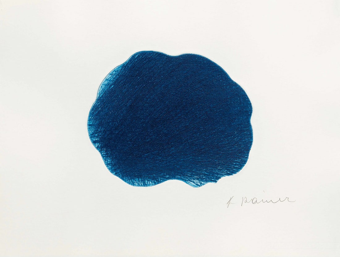 Arnulf Rainer Wasserblatt. 2024. Kaltnadelradierung in Nacht- und Ultramarinblau auf Velin. Ca. 20,5: Österreichische NachkriegsmoderneRainer, ArnulfWasserblatt. 2024. Kaltnadelradierung in Nacht- und Ultramarinblau auf Velin. Ca. 20,5 x 25,5 cm (38,7 x 53,3 cm). Signiert und nummeriert. - Insges