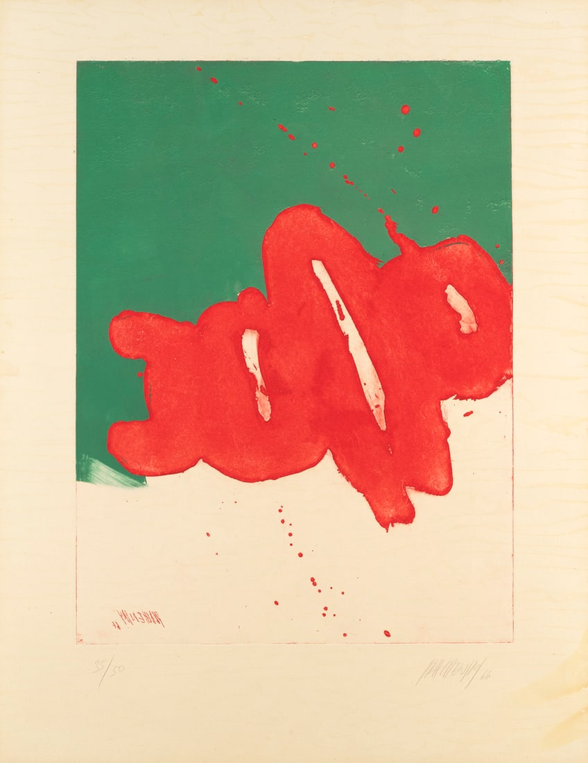 Markus Prachensky Rot und grün. 1966. Radierung und Aquatinta auf Velin. 49 x 36,5 cm (65 x 50: Österreichische NachkriegsmodernePrachensky, MarkusRot und grün. 1966. Radierung und Aquatinta auf Velin. 49 x 36,5 cm (65 x 50 cm). Signiert und nummeriert. - Vereinzelte Bräunungen. A