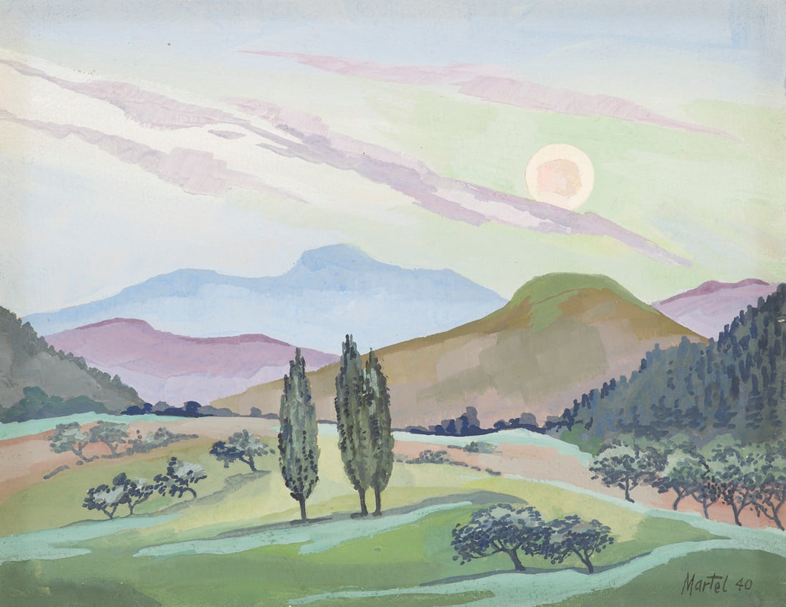 Martel Schwichtenberg Bergige Landschaft. 1940. Gouache auf Velin. 24 x 31 cm. Signiert und datiert. (1 of 1)
