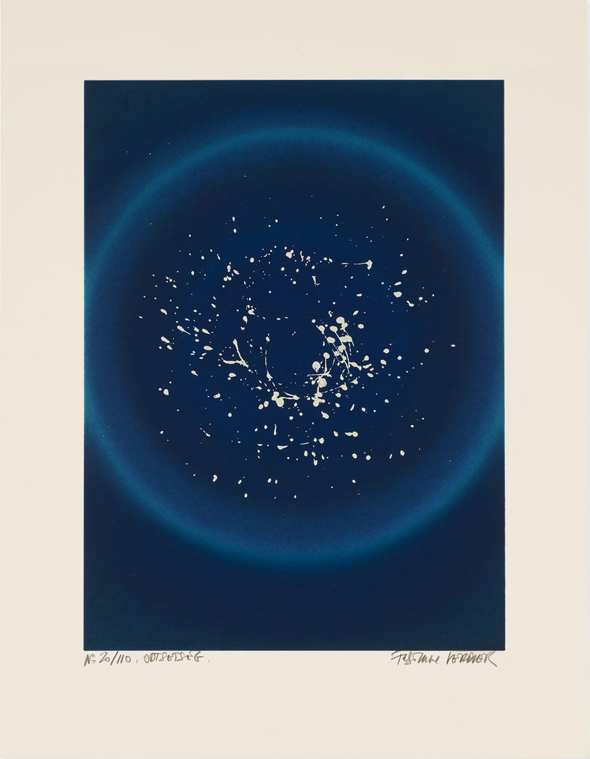 Fabienne Verdier Odtsetseg. 2024. Farbsiebdruck in Orient-, Ultramarin-, Himmel-, und Nachtblau mit: Zeitgenössische KunstVerdier, FabienneOdtsetseg. 2024. Farbsiebdruck in Orient-, Ultramarin-, Himmel-, und Nachtblau mit emailweißer Deckung auf Velin. Signiert, datiert und bezeichnet. 34,4