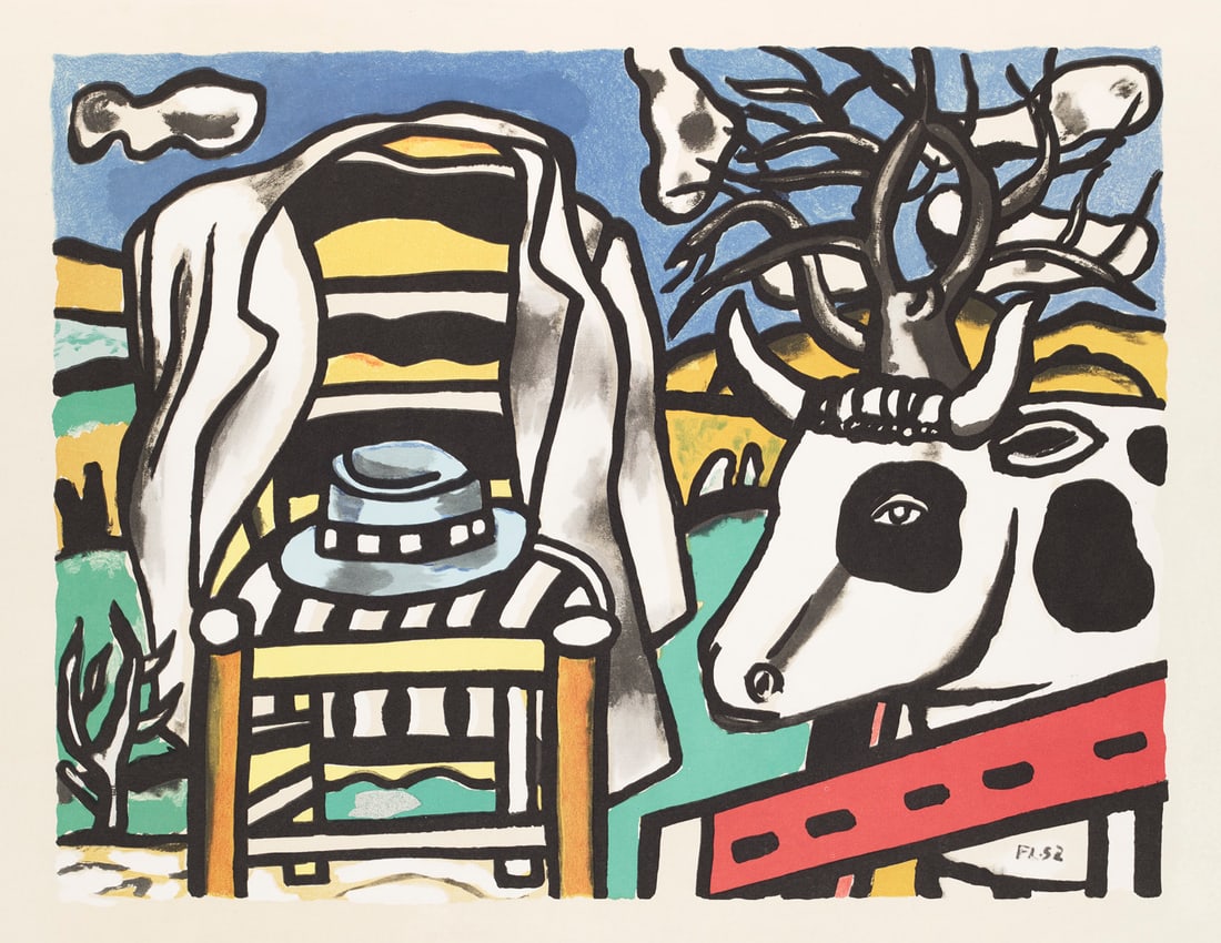 Fernand Léger La Chaise et la Vache. 1952. Farblithographie auf Vélin. 38 x 49,5 cm (50,5: Online Moderne und Zeitgenössische KunstLéger, FernandLa Chaise et la Vache. 1952. Farblithographie auf Vélin. 38 x 49,5 cm (50,5 x 60,5 cm). Im Stein signiert. In den Rändern mit