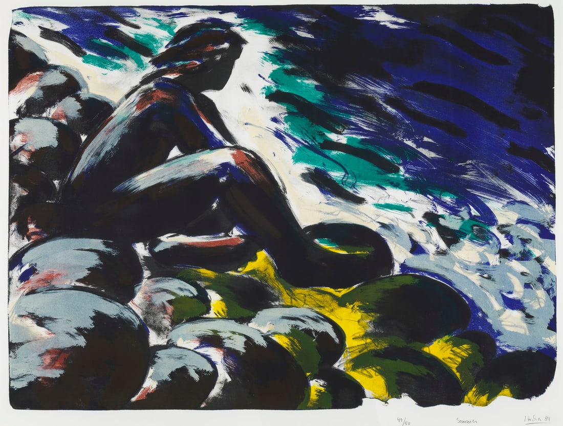 Dieter Hacker Sommer. 1984. Farblithographie auf Velin. 66,4 x 90,5 cm. Signiert, datiert,: Online Moderne und Zeitgenössische KunstHacker, DieterSommer. 1984. Farblithographie auf Velin. 66,4 x 90,5 cm. Signiert, datiert, nummeriert und betitelt. Unter Passepartout montiert und gerahmt