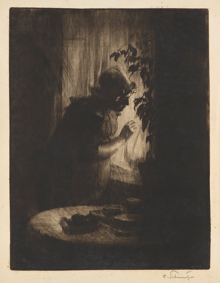 Ferdinand Schmutzer Am Fenster. Aquatinta mit Kaltnadel auf Velin. 38,4 x 29,5 cm (47,7 x 38,5 cm). (1 of 1)