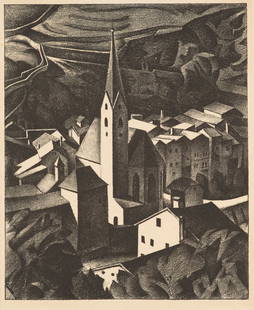 Alexander Kanoldt Klausen. 1922. Lithographie auf Velin. 28,5 x 23 ,5 cm (35 x 26,5 cm). Punktuell: Online Moderne und Zeitgenössische KunstKanoldt, AlexanderKlausen. 1922. Lithographie auf Velin. 28,5 x 23 ,5 cm (35 x 26,5 cm). Punktuell in Passepartout montiert. - Punktuell winzige Flecken, a