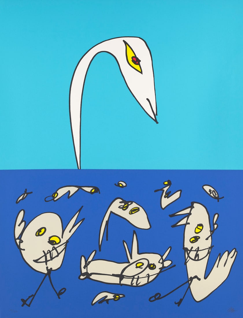 Antonio Saura El Patito Feo (Das hässliche Entlein). 1997. Farblithographie auf Arches Velin.: Online Moderne und Zeitgenössische KunstSaura, AntonioEl Patito Feo (Das hässliche Entlein). 1997. Farblithographie auf Arches Velin. 65 x 50 cm. Signiert, und nummeriert. - Insgesamt sehr g