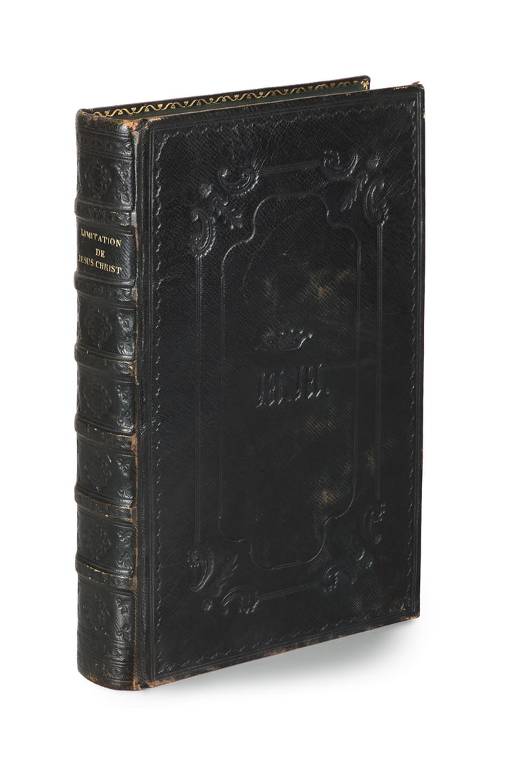 l'Abbé Dassance L'imitation de Jésus-Christ. Traduction nouvelle. Illustrée par MM.: EinbändeDassance, l'AbbéL'imitation de Jésus-Christ. Traduction nouvelle. Illustrée par MM. Tony Johannot et Cavelier. Mit rotem, kalligr. Titel in kolorierter ornamental-figü