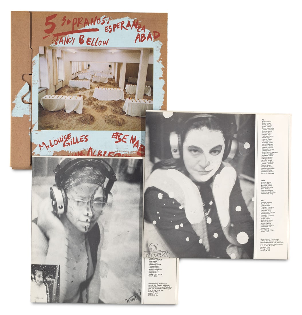 Wolf Vostell Il giardino delle delizie. Berlin, Edition Wewerka u. Mailand, multhipla edizioni,: FluxusVostell, WolfIl giardino delle delizie. Berlin, Edition Wewerka u. Mailand, multhipla edizioni, 1984. 32,5 x 32,5 cm. Zwei Schallplatten und Beiheift in farbig serigraphiertem und signiertem Ori